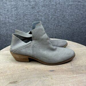 Sam Edelman Womens Leather Ankle Boots Size 7 Gray Slip-on block stack‎ heels